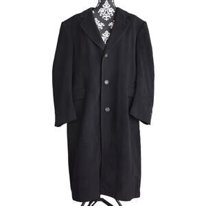 Men's Black 90s Vintage Silver Cloud Cashmere Blend Trench Coat - 42R